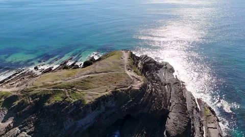 Aerial View of Rugged Coastal Cliffs at Crescent Head Stock Footage 341068031