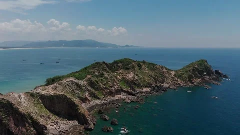Aerial View of Rugged Eo Gio Coastline and Turquoise Water, Quy Nhon, Vietnam Stock Footage 322223982