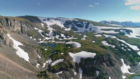 Aerial view of the rugged high alpine terrain of the Beartooth mountains Stock-Footage 267129662