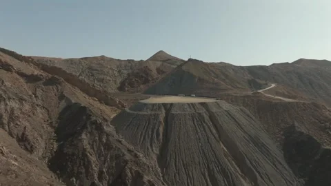 Aerial View of Rugged Mountains and Gulf of Oman Coastline Muscat Oman Stock Footage 345547596