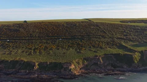 Aerial View of Rugged North Devon Coast Near Saunton Sands, England Stock Footage 333344206