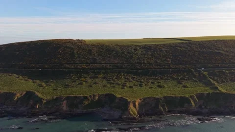 Aerial View of Rugged North Devon Coast Near Saunton Sands, England Stock Footage 333344792