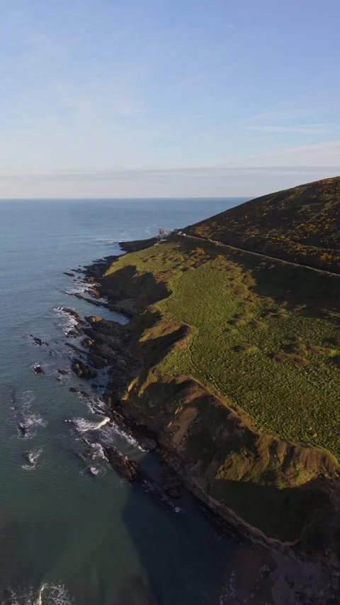 Aerial View of Rugged North Devon Coast Near Saunton Sands, England Stock Footage 333345276