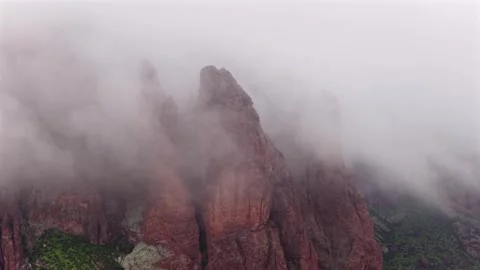 Aerial view of rugged rock formations, United States. Video stock 333570074
