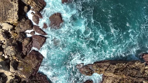 Aerial View of Rugged Sea Cliffs Along the Portuguese Atlantic Coast Stock-Footage 345841105