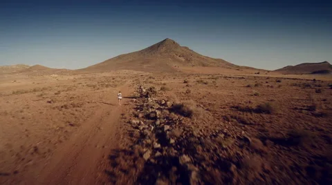 Aerial view of a runner at desert. Spain. 4K Stock Footage 52436463