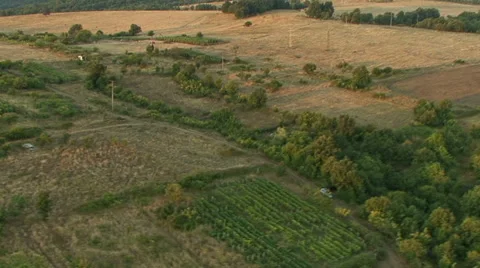Aerial view of rural fields Stock Footage 40409733