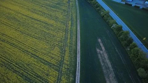 Aerial View of Rural Fields Forest and Country Roads Stock Photos