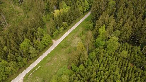Aerial View of Rural Fields Forest and Country Roads Stock Photos