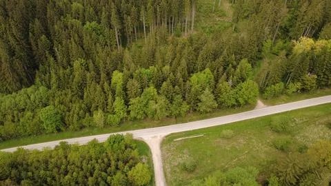 Aerial View of Rural Fields Forest and Country Roads Stock Photos
