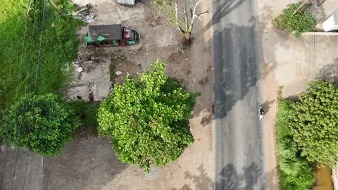 Aerial View of Rural Intersection and Vehicles Vidéo 347177860