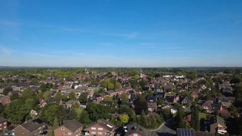Aerial view of rural landscape with fields and forest under blue sky Stock Footage 327327198