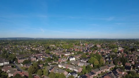 Aerial view of rural landscape with fields and forest under blue sky Stock Footage 327327257