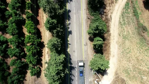 Aerial View of Rural Road Through Farmland, Road 4 Near Fureidis, Israel Stock Footage 341363671