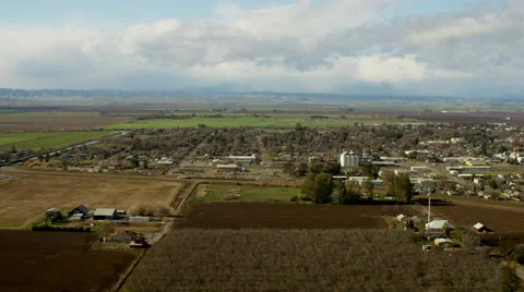 Aerial view of rural vineyard crops Glenn County Northern California Stock Footage 64795853