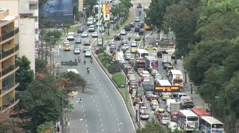 Aerial View of Rush Hour Traffic in Rio De Janeiro, Brazil 스톡 동영상 19706844