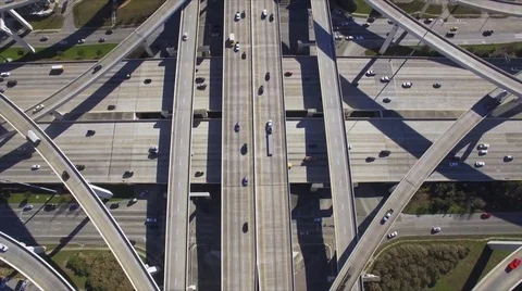 Aerial view of rush hour traffic on Katy freeway in Houston, Texas Stock Footage