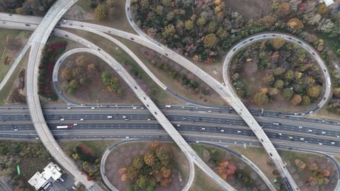 Aerial View Of Rush Hour Traffic In A Major City Stock Footage 258805890