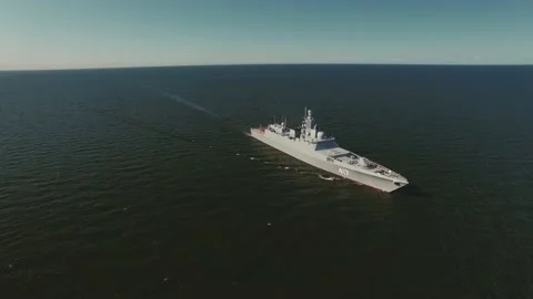 Aerial view of russian missile ship. Video stock 168560560