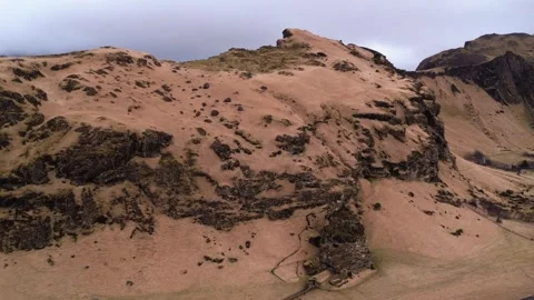 Aerial View of Rutshellir Cave with Trail and Flying Seagulls – Iceland 動画素材 305874443
