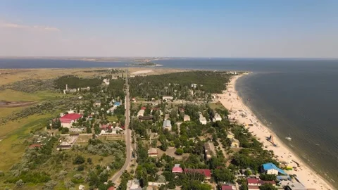 Aerial View Of Rybakovka Seaside Stock Footage 149354369