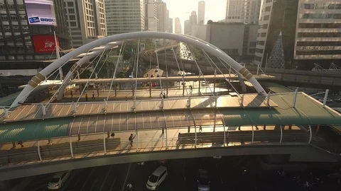 Aerial View Sa-thon City in Bangkok, Thailand. Stock Footage 100657371