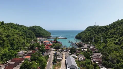 Aerial view of Sadeng Beach, Gunung Kidul, Yogyakarta. This beach is known as Video stock 321663682