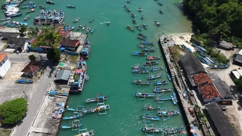 Aerial view of Sadeng Beach, Gunung Kidul, Yogyakarta. This beach is known as Stock Footage 321663694