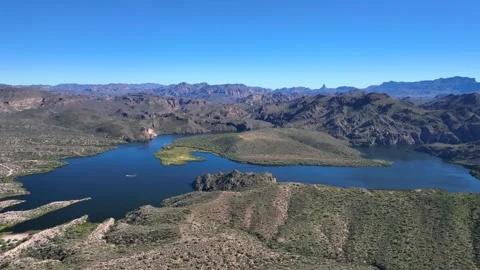 Aerial view of Saguaro Lake, United States. Stock Footage 320604853