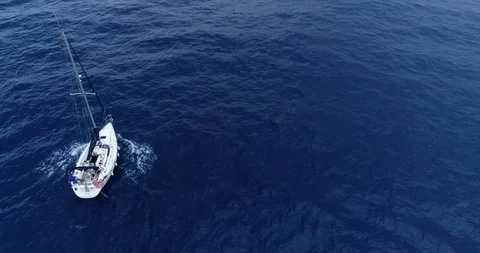 Aerial view of a sailboat Stock Footage 99655627