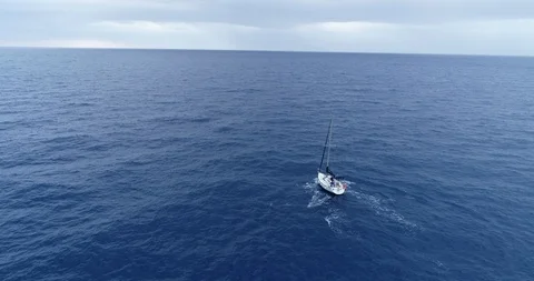 Aerial view of a sailboat Stock Footage 99655709