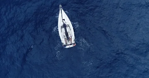 Aerial view of a sailboat Stock Footage 99655711