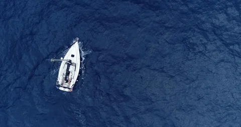 Aerial view of a sailboat Stock Footage 99655801