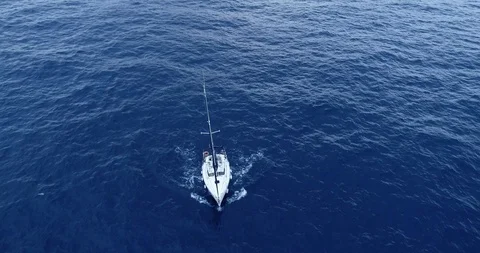 Aerial view of a sailboat Stock Footage 99655805