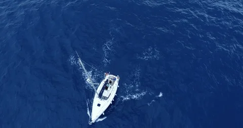 Aerial view of a sailboat Stock Footage 99655815