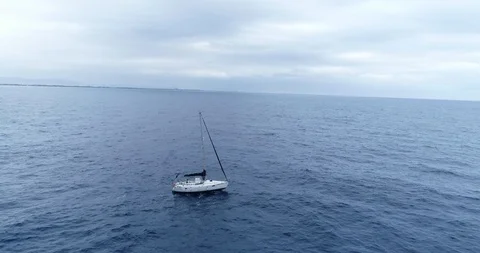Aerial view of a sailboat Stock Footage 99655853