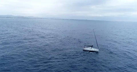 Aerial view of a sailboat Stock Footage 99655856