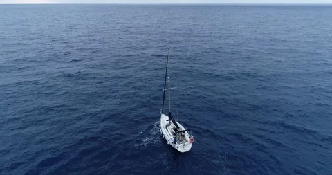 Aerial view of a sailboat Stock Footage 99655869