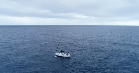 Aerial view of a sailboat Stock Footage 99655884