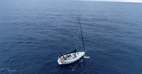 Aerial view of a sailboat Stock Footage 99655885