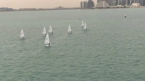 Aerial view from sailing event in Doha Stock Footage 52781099