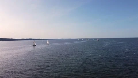 Aerial view of sailing regatta Stock Footage 199036127