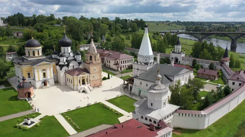 Aerial view of the Saint-Assumption Monastery Vídeo Stock 148489488