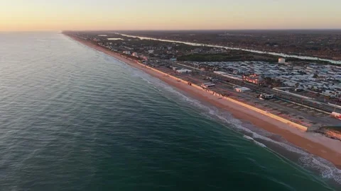 Aerial View of Saint Augustine Beach Coastline at Golden Hour Stock Footage 333725436