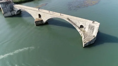 Aerial view of Saint Bénézet also known as the Pont d'Avignon 4k Stock Footage 108968116