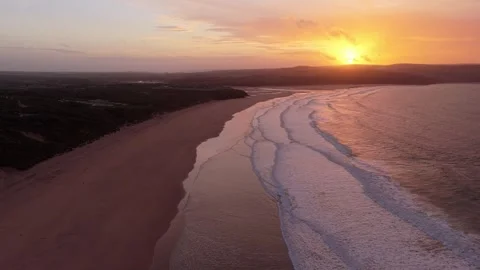 Aerial View of Saint Ives panoramic landscape at sunset Cornwall, UK. drone shot Stock Footage 322060878