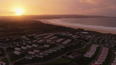 Aerial View of Saint Ives panoramic landscape at sunset Cornwall, UK. drone shot Video stock 322060905