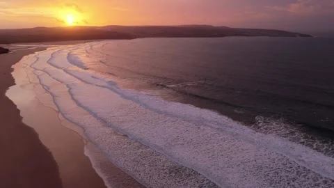Aerial View of Saint Ives panoramic landscape at sunset Cornwall, UK. drone shot Stock-Footage 322060925