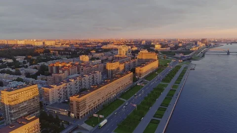 Aerial view Saint Petersburg Sunset 21 Stock Footage 125453553