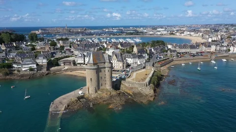 Aerial view of Saint Servan Stock Footage 117467761